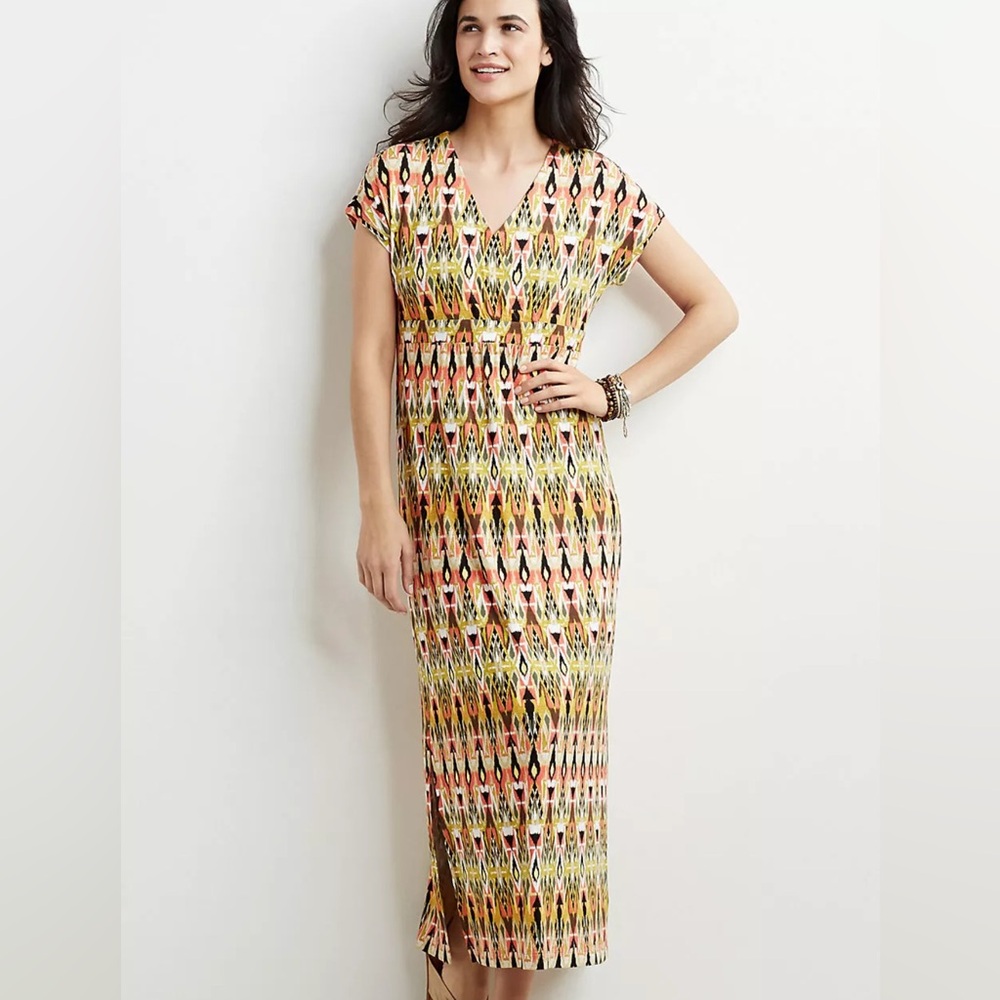 J. Jill Printed Empire-waist Maxi Wrap Dress. Size Small